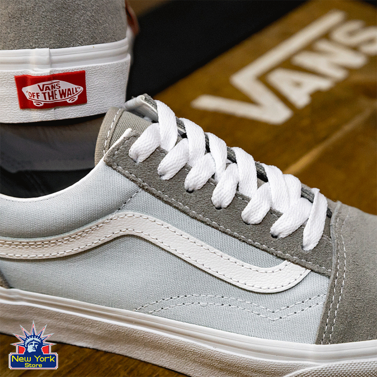 Vans grises on sale y celeste