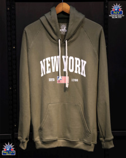 MOLETON NEW YORK FLAG VERDE OLIVO Cod:239NYMNYFLAGVO03