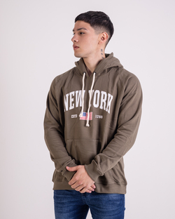 MOLETON NEW YORK FLAG VERDE OLIVO Cod:239NYMNYFLAGVO03