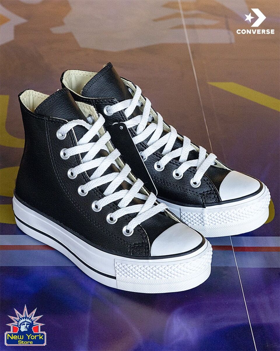 converse plataforma cuero