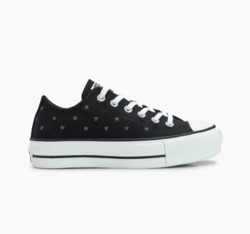 CALZADO CONVERSE LIFT EMBROIDERED STARS NEGRO BAJO